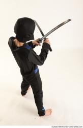 Man Young Athletic Fighting with sword Standing poses Casual Asian